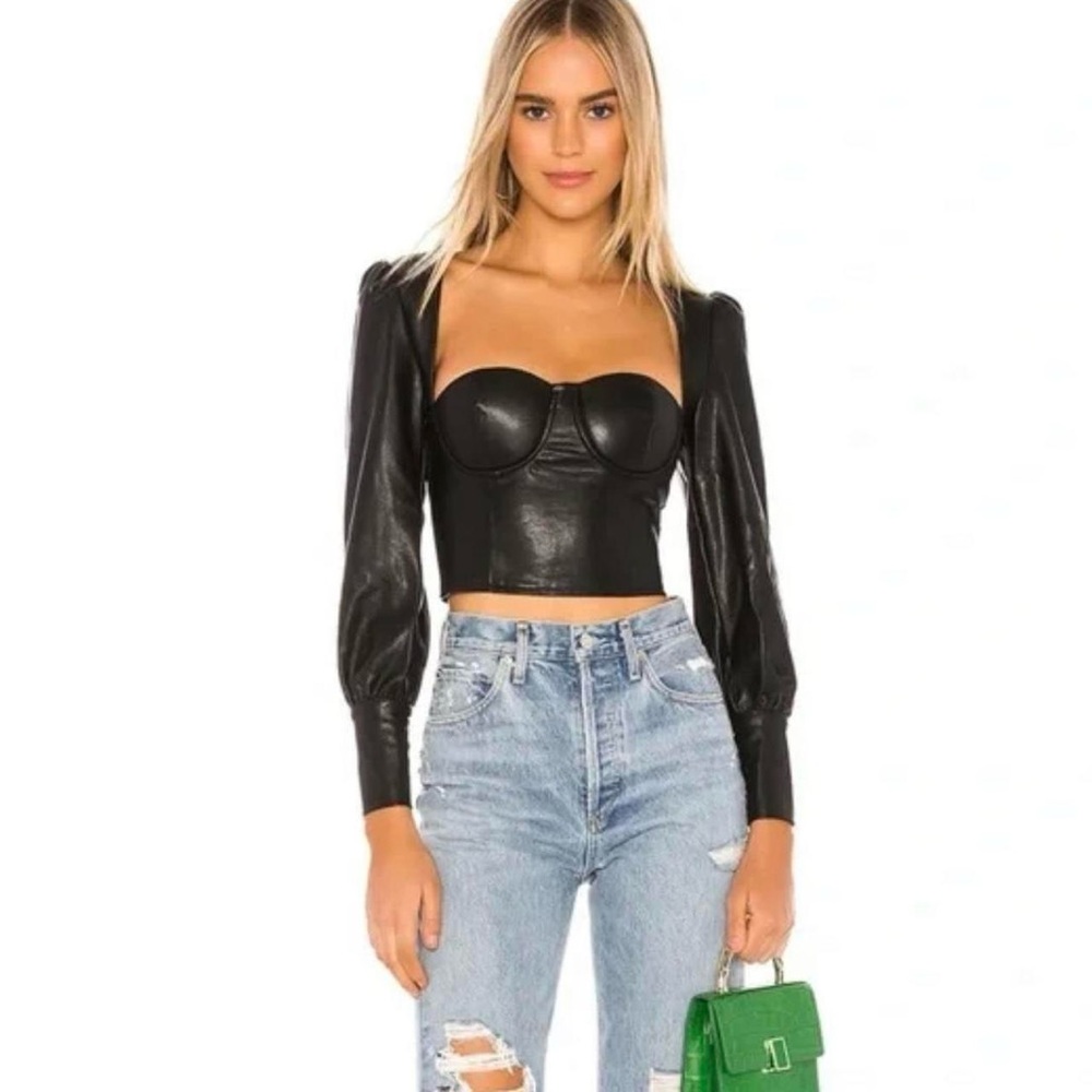 NWT NBD Faux Leather Cropped Corset, S.